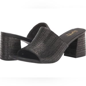 Seychelles 8 Adapt Black Raffia Heeled Sandals 8 Women’s Anthropologie Slip On